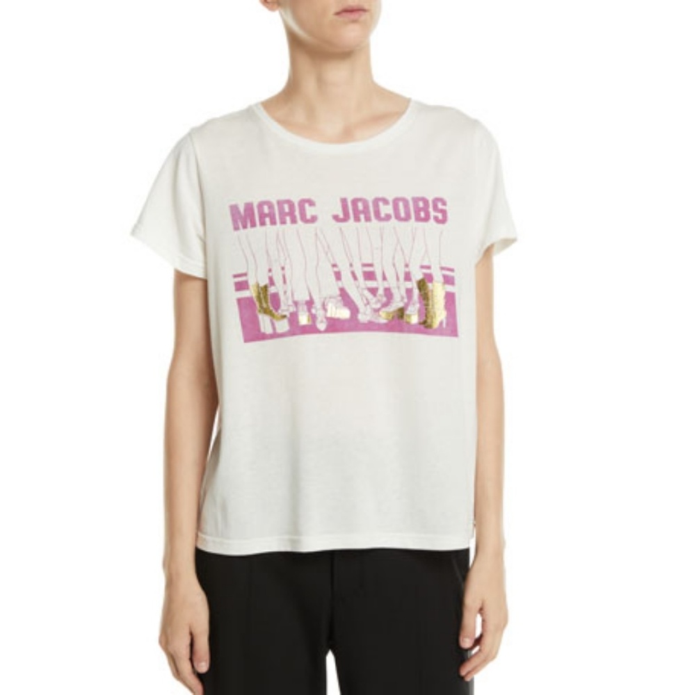 Marc Jacobs NWT OMG shoes graphic tee White Purple & Gold Size XS